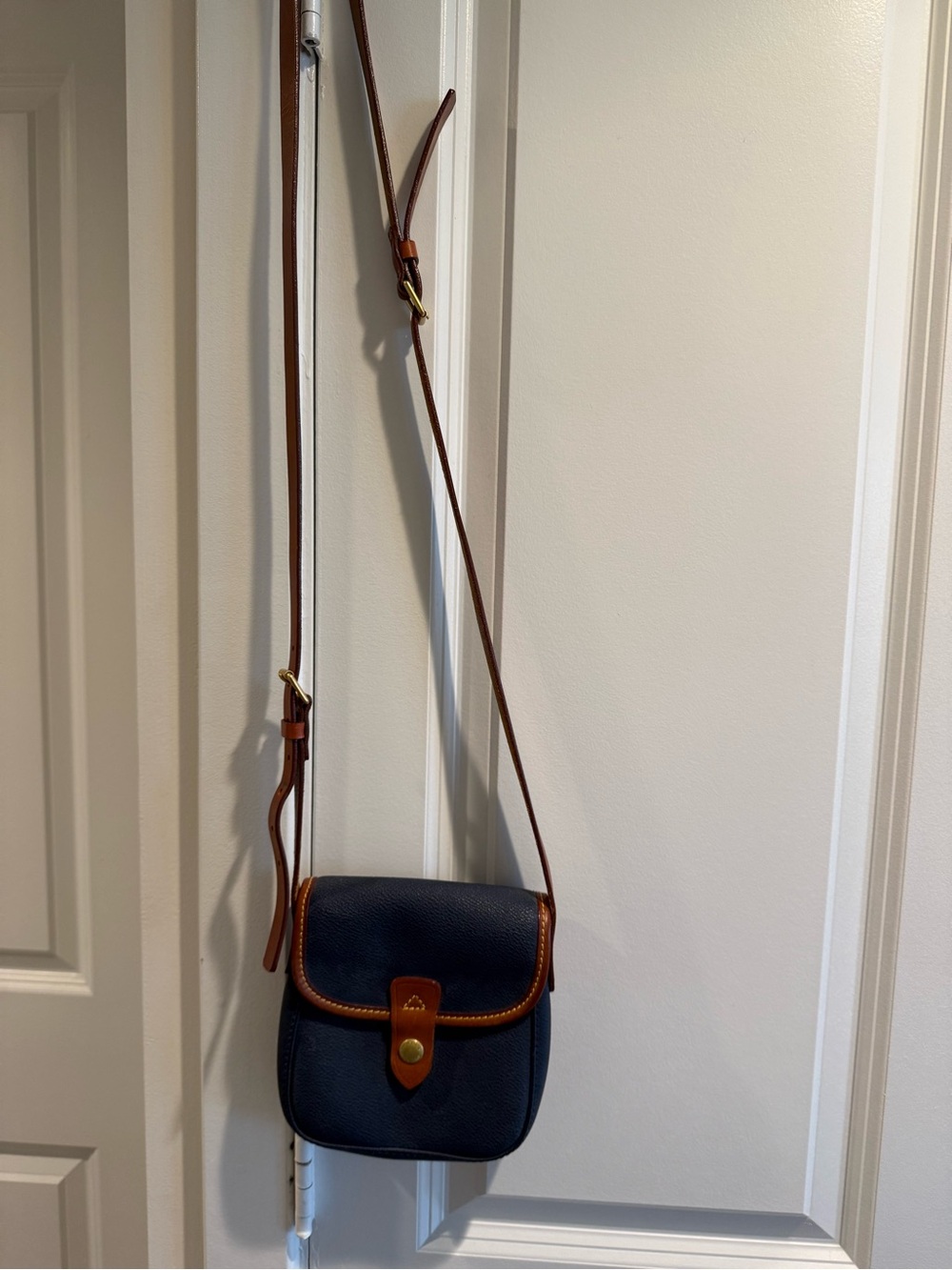 Dooney & Bourke Navy Crossbody with Brown Leather Trim - Picture 2 of 5